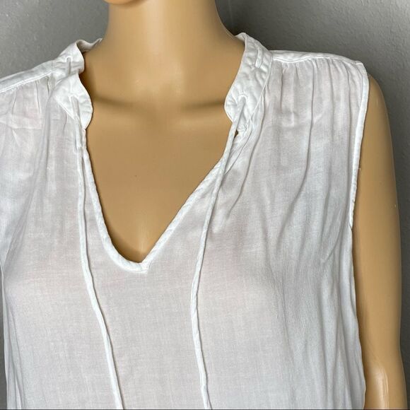 Anthropologie Cloth & Stone Sleeveless Blouse White High Low Hem Sheer Sz Small - Picture 2 of 13